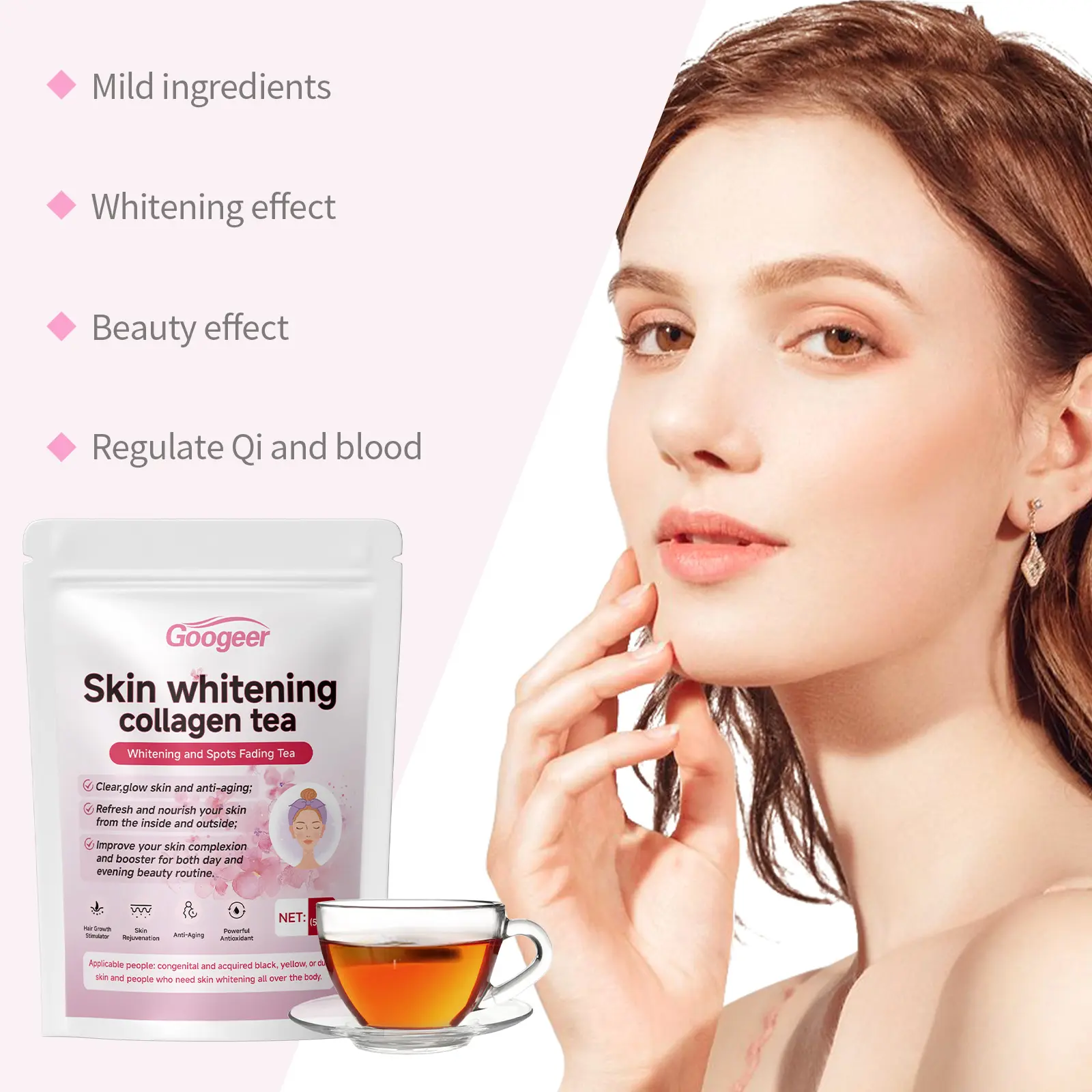 Brightening Collagen Tea for Skin Radiance with Green Tea & Tuckahoe - Googeer 14 googeer whitening collagen tea GO B06 0002 01 956