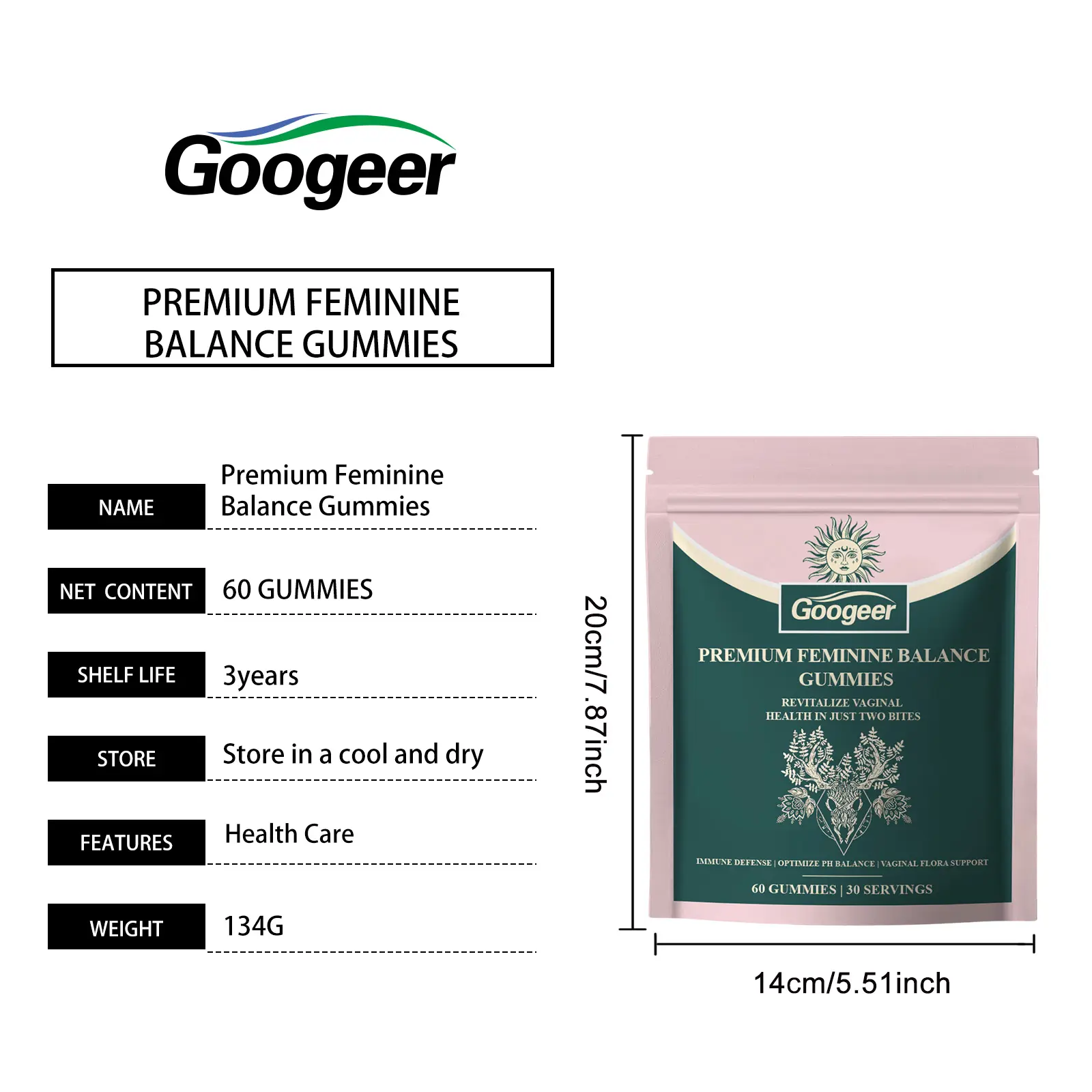 Women's pH Balance Gummy Supplement - Wellness Formula 7 googeer women ph balance gummy GO I02 0221 01 5068