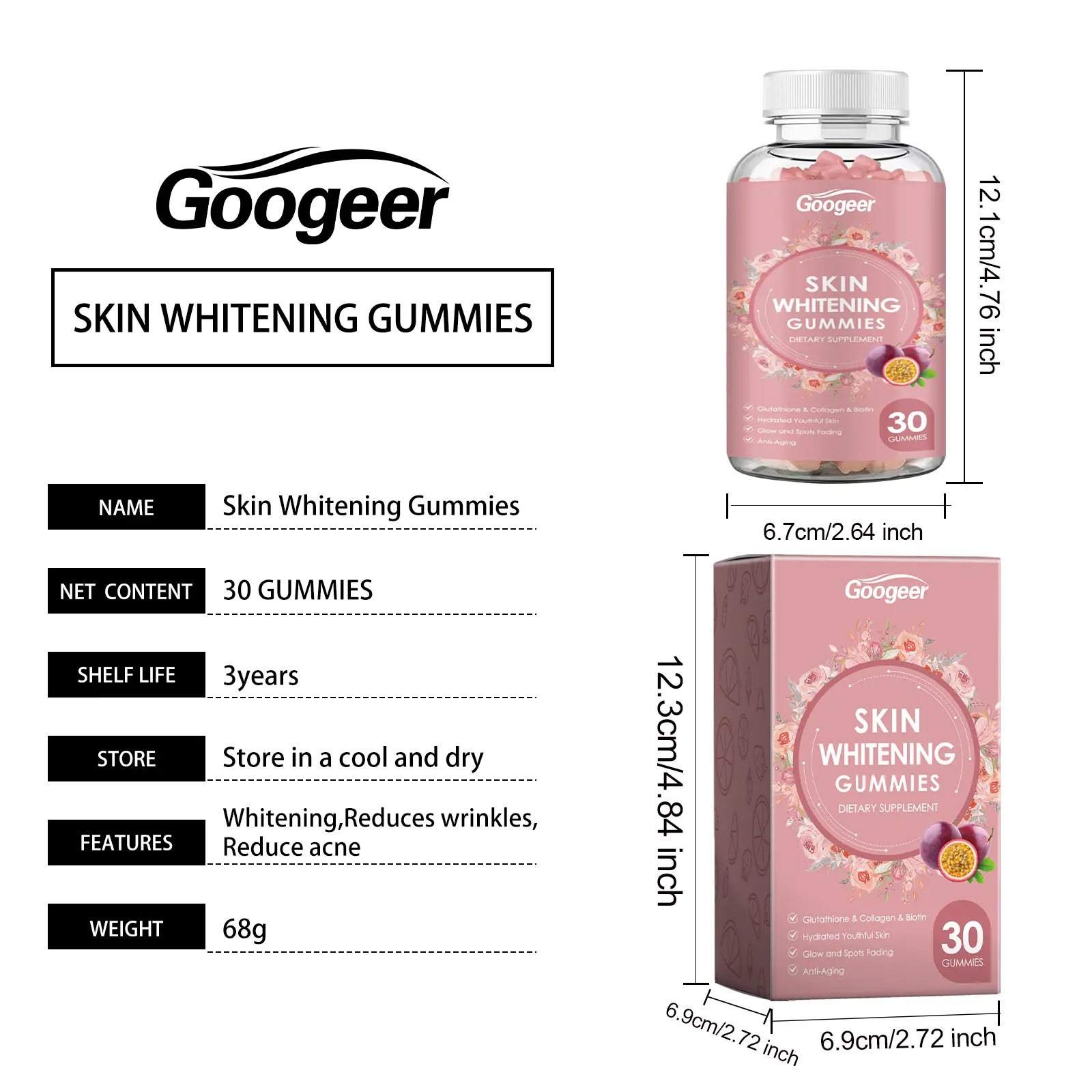 Glutathione Gummy for Skin Brightening with Vitamin C - Googeer 7 hoexe exquisite powder crystal clavicle necklace GO A06 0004 01 450