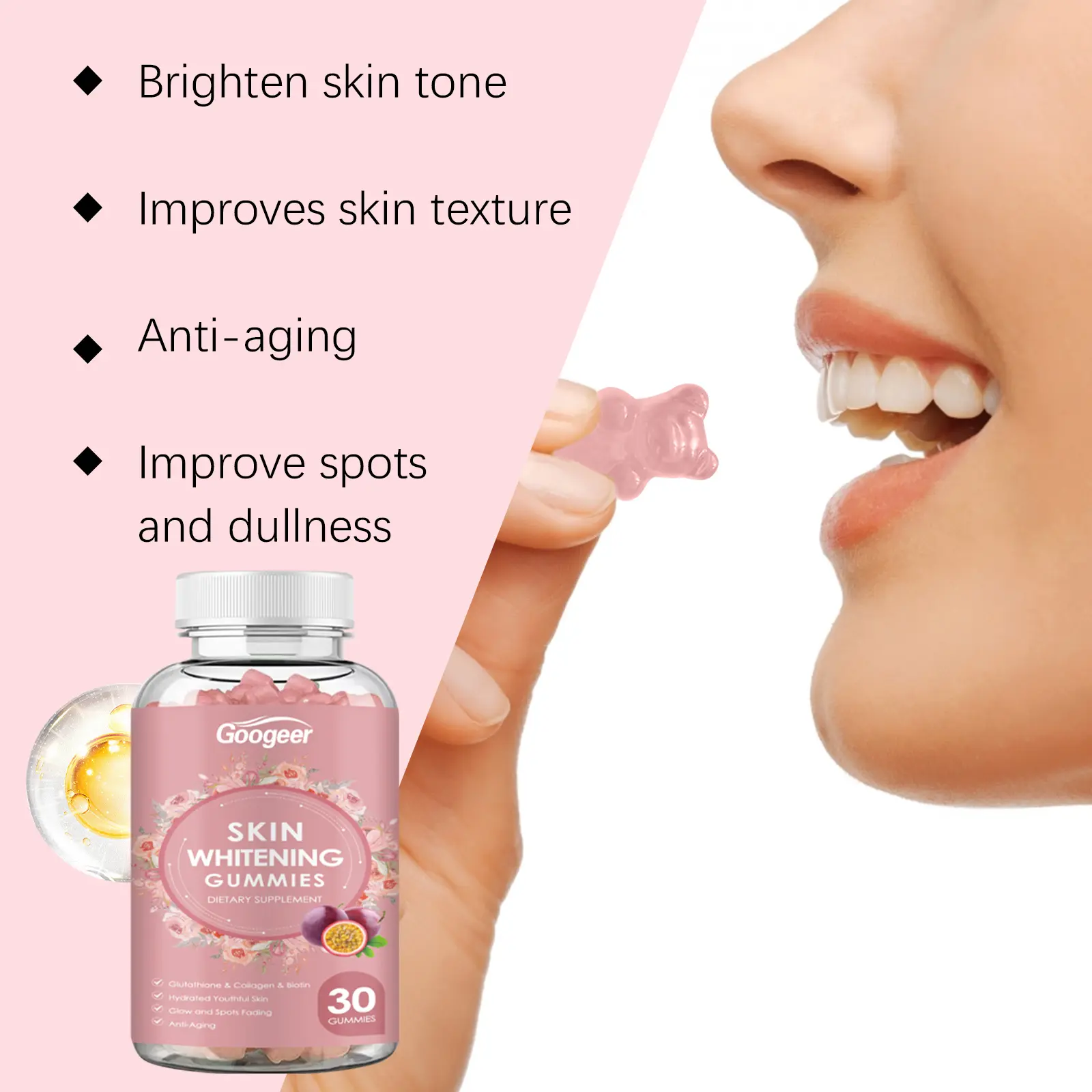 Glutathione Gummy for Skin Brightening with Vitamin C - Googeer 11 hoexe exquisite powder crystal clavicle necklace GO A06 0004 01 452