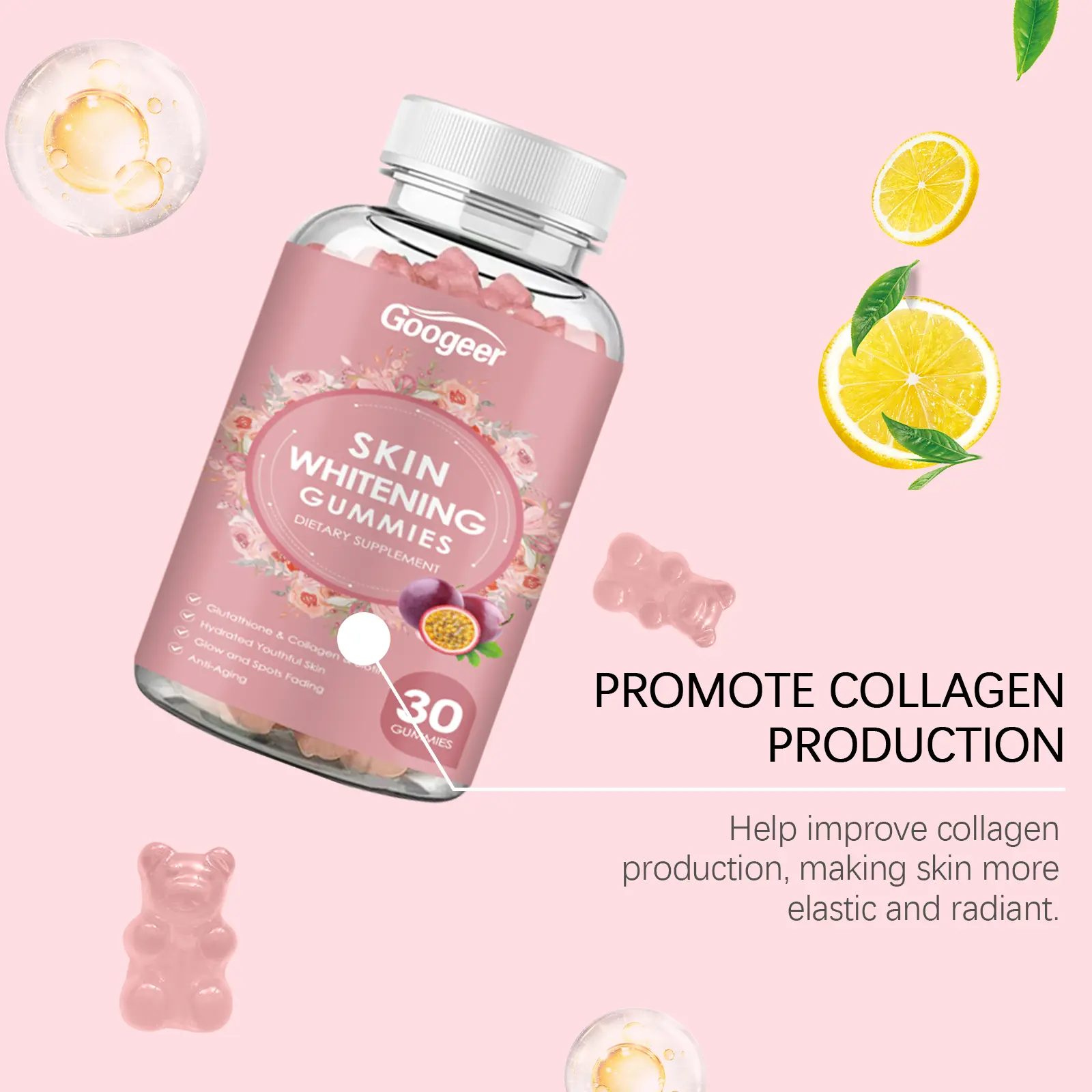 Glutathione Gummy for Skin Brightening with Vitamin C - Googeer 12 hoexe exquisite powder crystal clavicle necklace GO A06 0004 01 453
