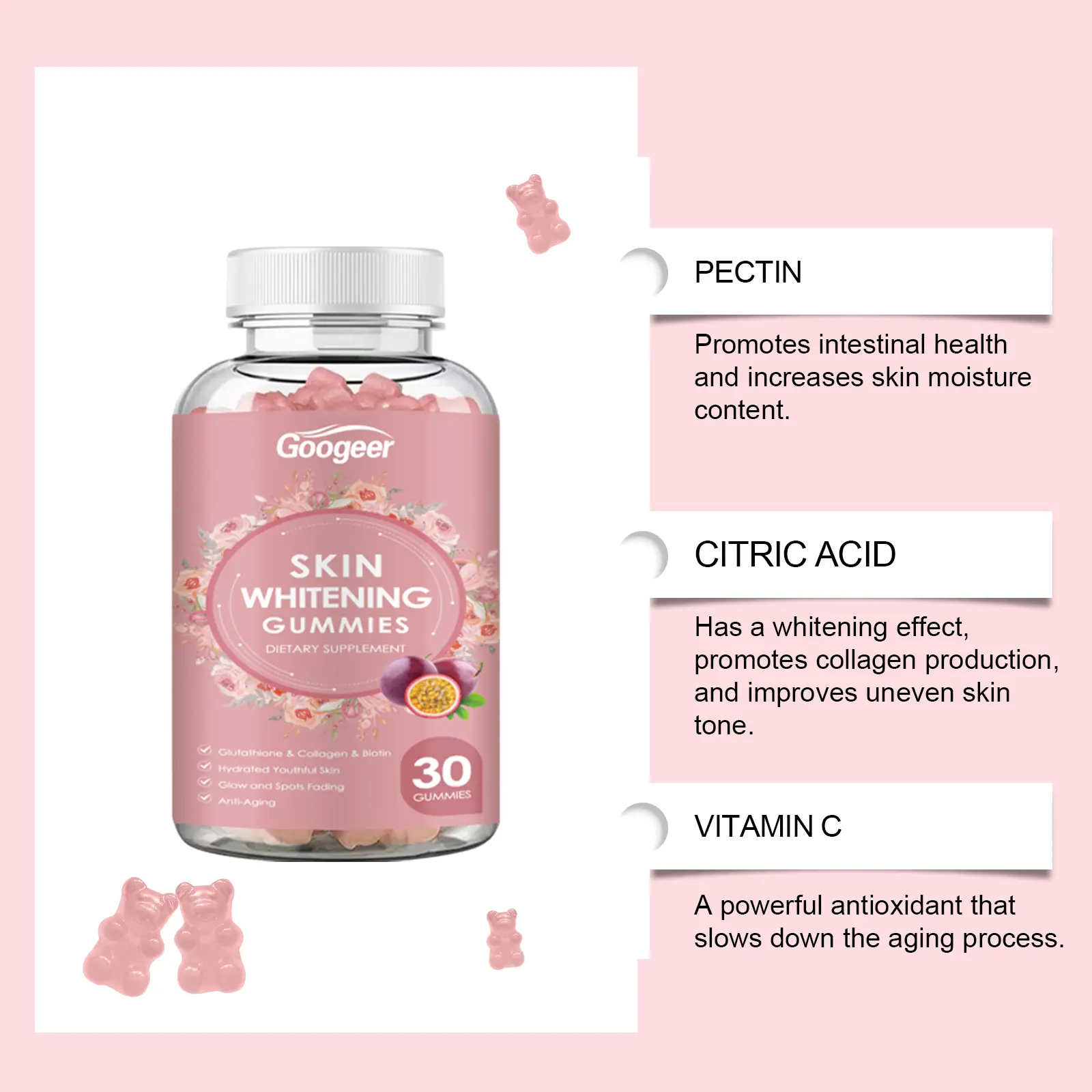 Glutathione Gummy for Skin Brightening with Vitamin C - Googeer 13 hoexe exquisite powder crystal clavicle necklace GO A06 0004 01 454