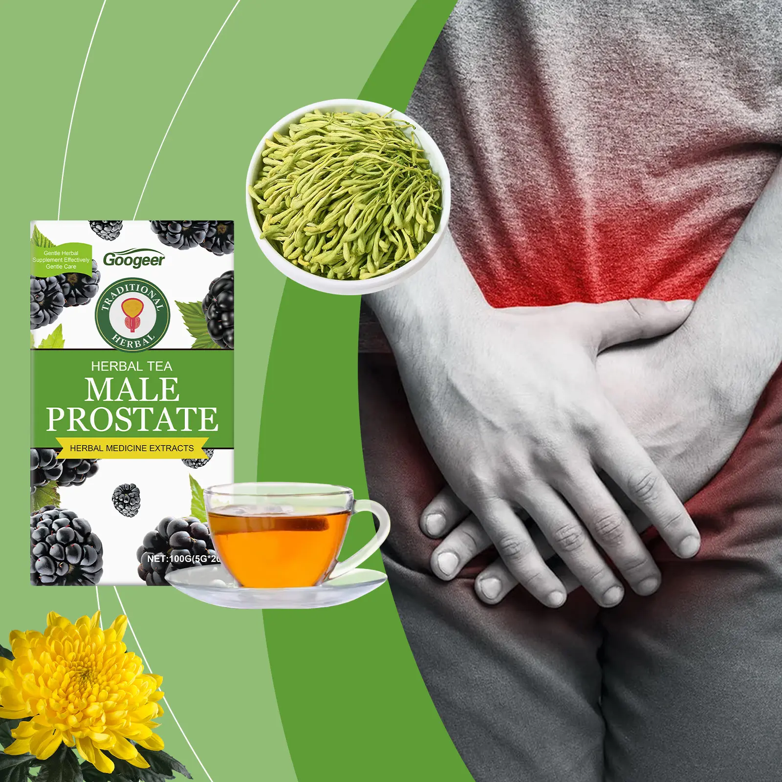 Prostate Health Herbal Tea for Men with Ginseng & Chrysanthemum - Googeer 2 Prostate Health Herbal Tea for Men with Ginseng & Chrysanthemum - Googeer - Image 2